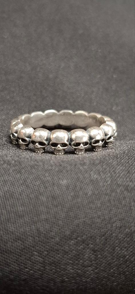 Zilveren Ring Doodskoppen..maat 12 (21mm doorsnee), Sieraden, Tassen en Uiterlijk, Ringen, Verzenden, Nieuw, Dame of Heer, Zilver
