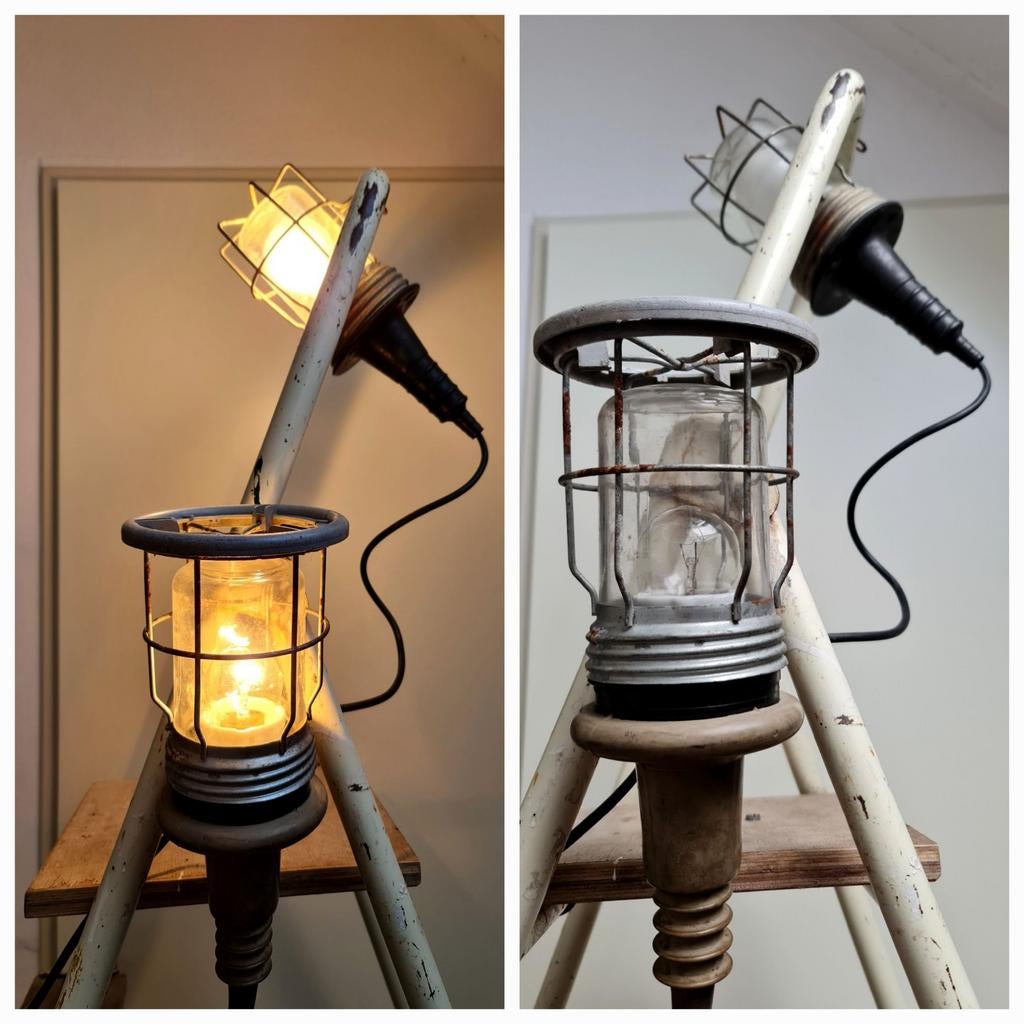 Kooilampen looplampen industrieel 2 stuk 1 zeer zeldzaam   , Huis en Inrichting, Ophalen, Gebruikt, Metaal, Vintage retro seventies interieur design