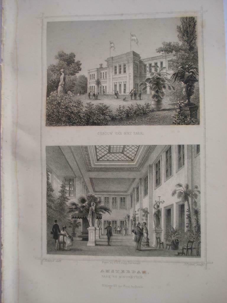 04 / Amsterdam Park en winter tuinen Staalgravure 1860, Ophalen of Verzenden