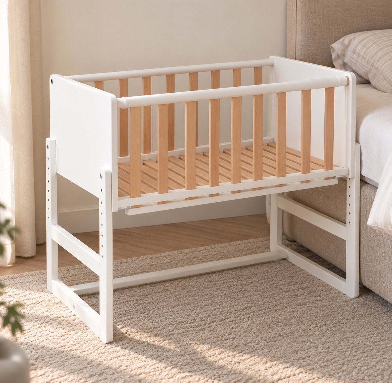 Co-sleeper Petite Amelie + matras + bevestigingsbanden, Ophalen, Zo goed als nieuw, Wieg