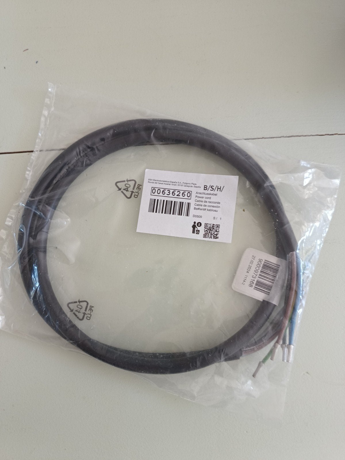 BSH Aansluitkabel 5G1,5 - Bosch, Siemens, Neff (00636260), Ophalen of Verzenden, Nieuw