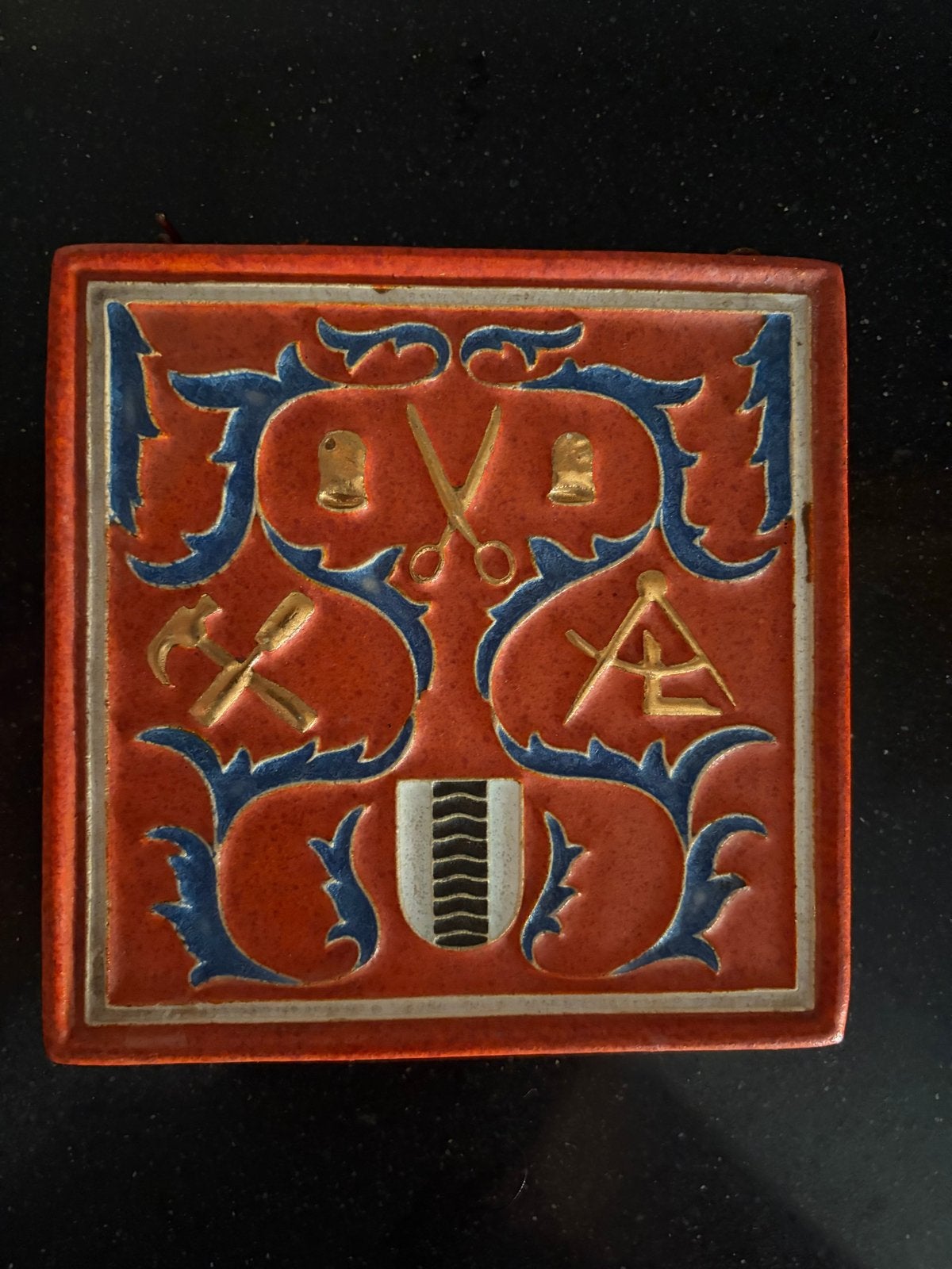 Zeldzame Cloisonné Tegel Eereprijs Huisvlijt Tentoonstelling, Ophalen of Verzenden