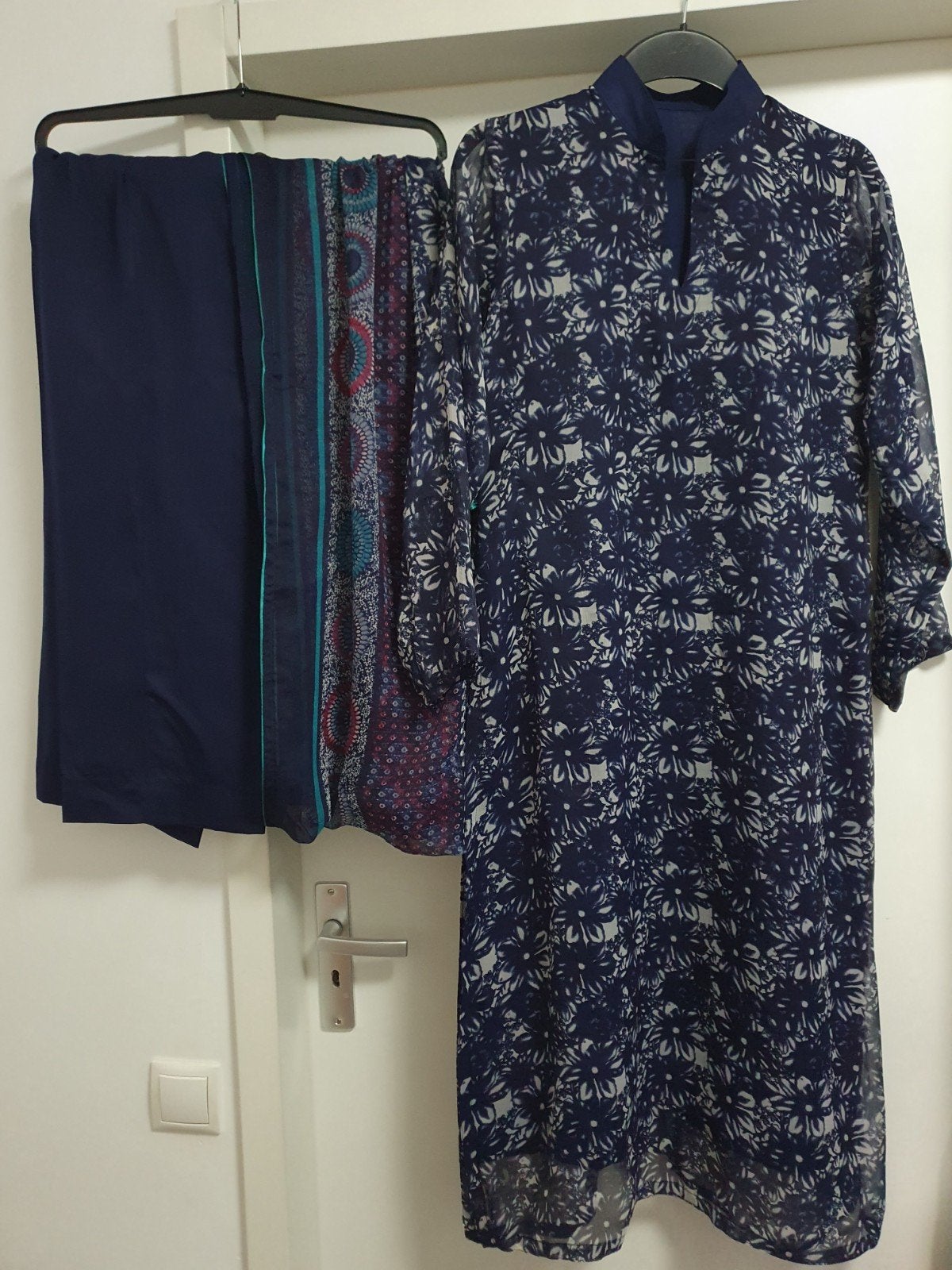 Prachtige Indiase/Pakistaanse jurk broek dupetta- Maat M, Maat 38/40 (M), Overige typen, Blauw, Nieuw