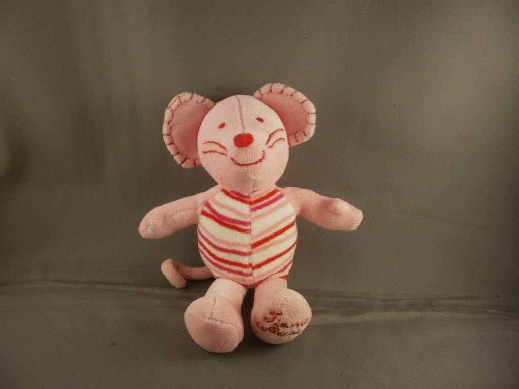 Tiamo muis roze velours gestreepte buik 18 cm grote stiksels, Muis, Wasbaar, Ophalen of Verzenden, Zo goed als nieuw