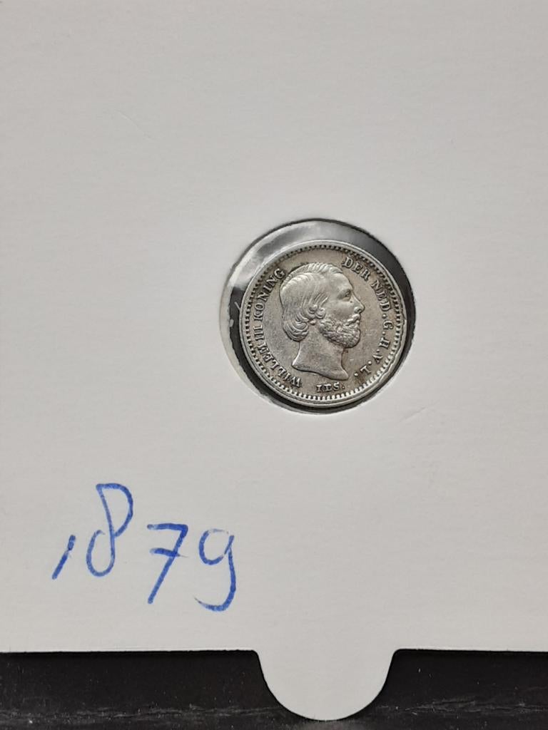 5 cent 1879 koning Willem III, Koning Willem III, Zilver, Ophalen of Verzenden, Losse munt