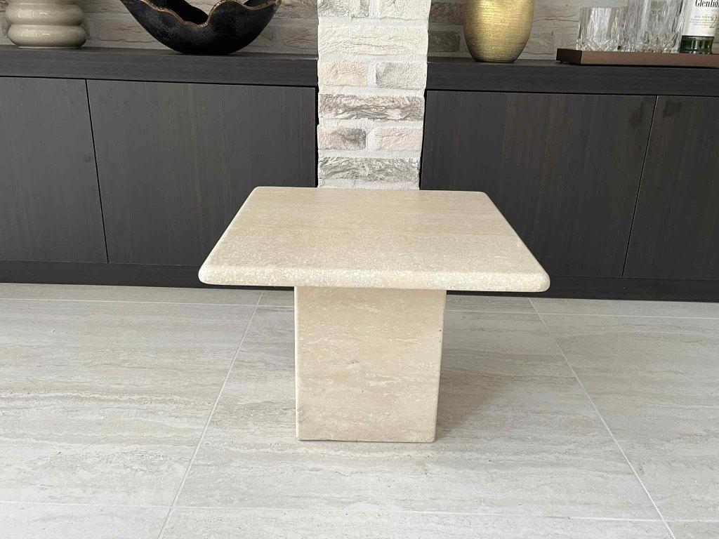 Bijzettafel - Italiaans travertin 40x40, Huis en Inrichting, Fauteuils, Gebruikt, 50 tot 75 cm, 75 tot 100 cm, Ophalen of Verzenden