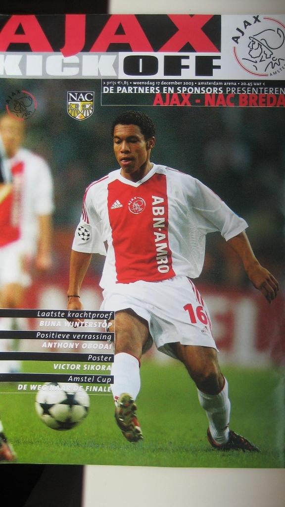Programmaboekje Ajax-NAC 17-12-2003, Verzamelen, Sportartikelen en Voetbal, Ophalen of Verzenden, Nieuw, Ajax, Boek of Tijdschrift