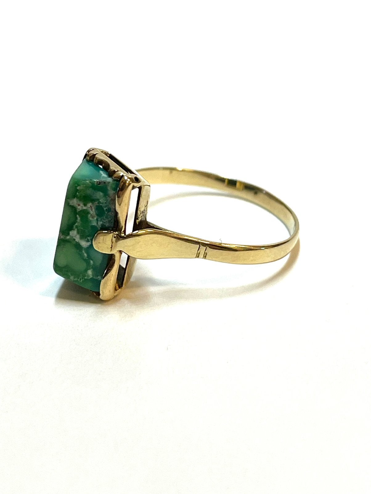 14k gouden ring met een turquoise, 18 tot 19, -, -, Ophalen of Verzenden