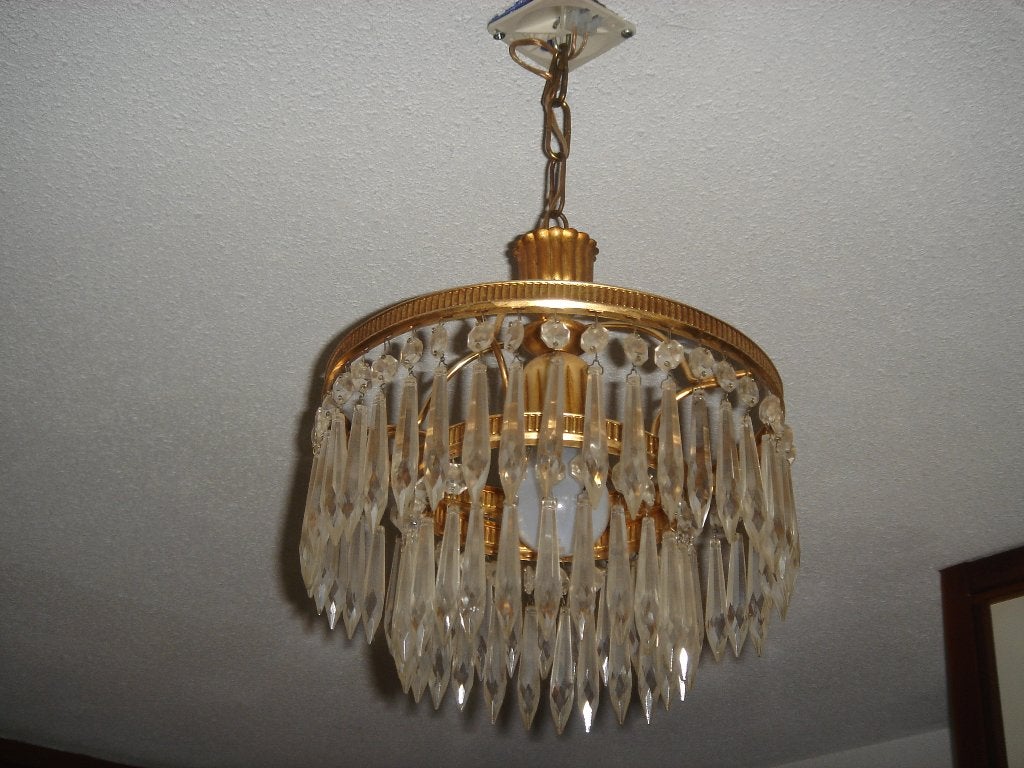 Kroonluchter, Gebruikt, Glas, Retro - Vintage, E27 (groot)