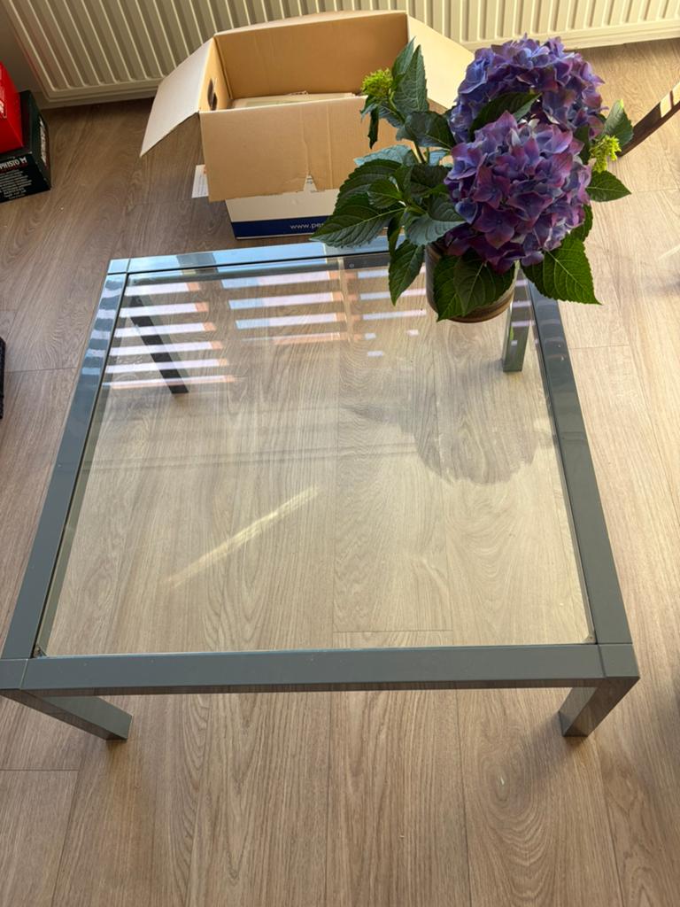 Vintage salontafel antraciet, Huis en Inrichting, Tafels | Salontafels, Ophalen, 50 tot 100 cm, Vierkant, Zo goed als nieuw