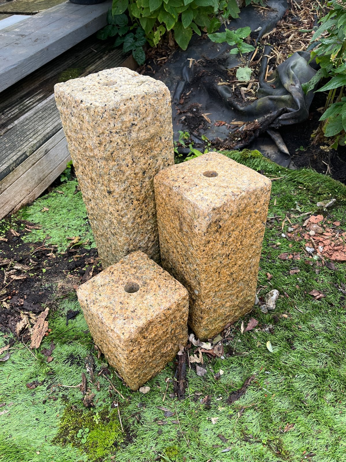 Set van 3 granieten fonteinstenen, Tuin en Terras, Ophalen, Gebruikt, Graniet, Fontein