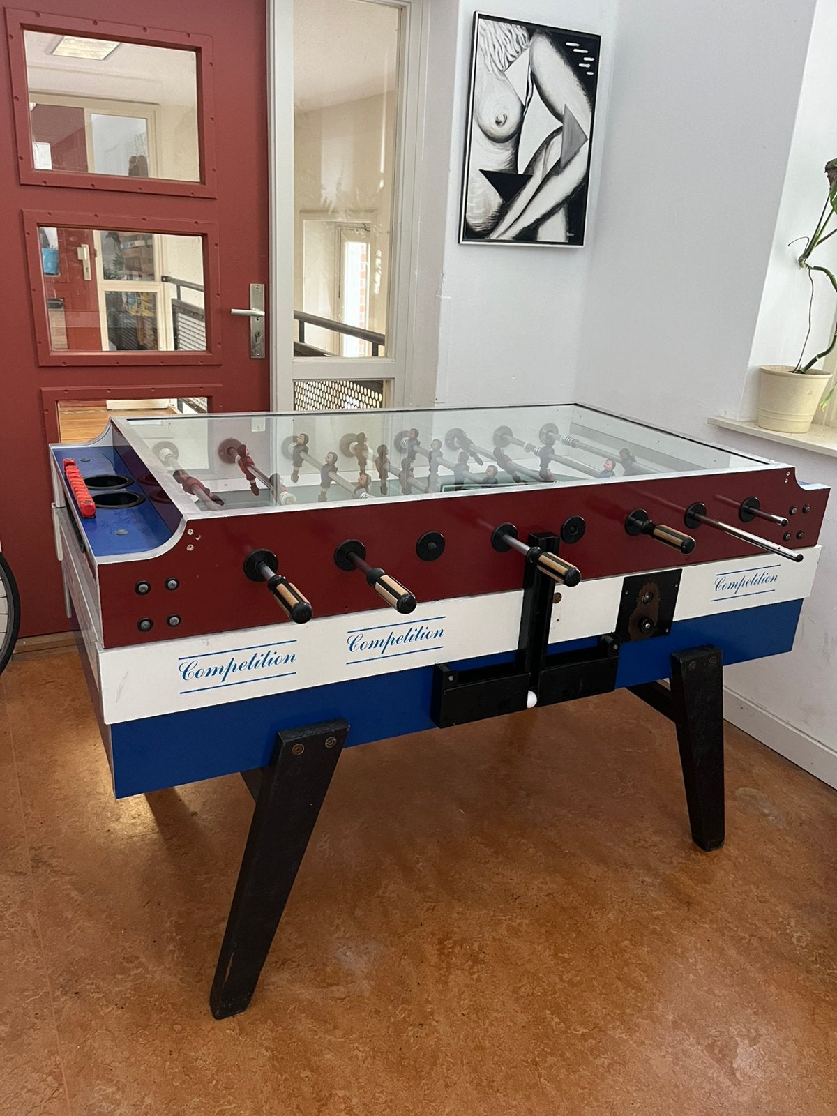 Vintage Garlando Competition Tafelvoetbaltafel met Glasplaat, Ophalen, Gebruikt