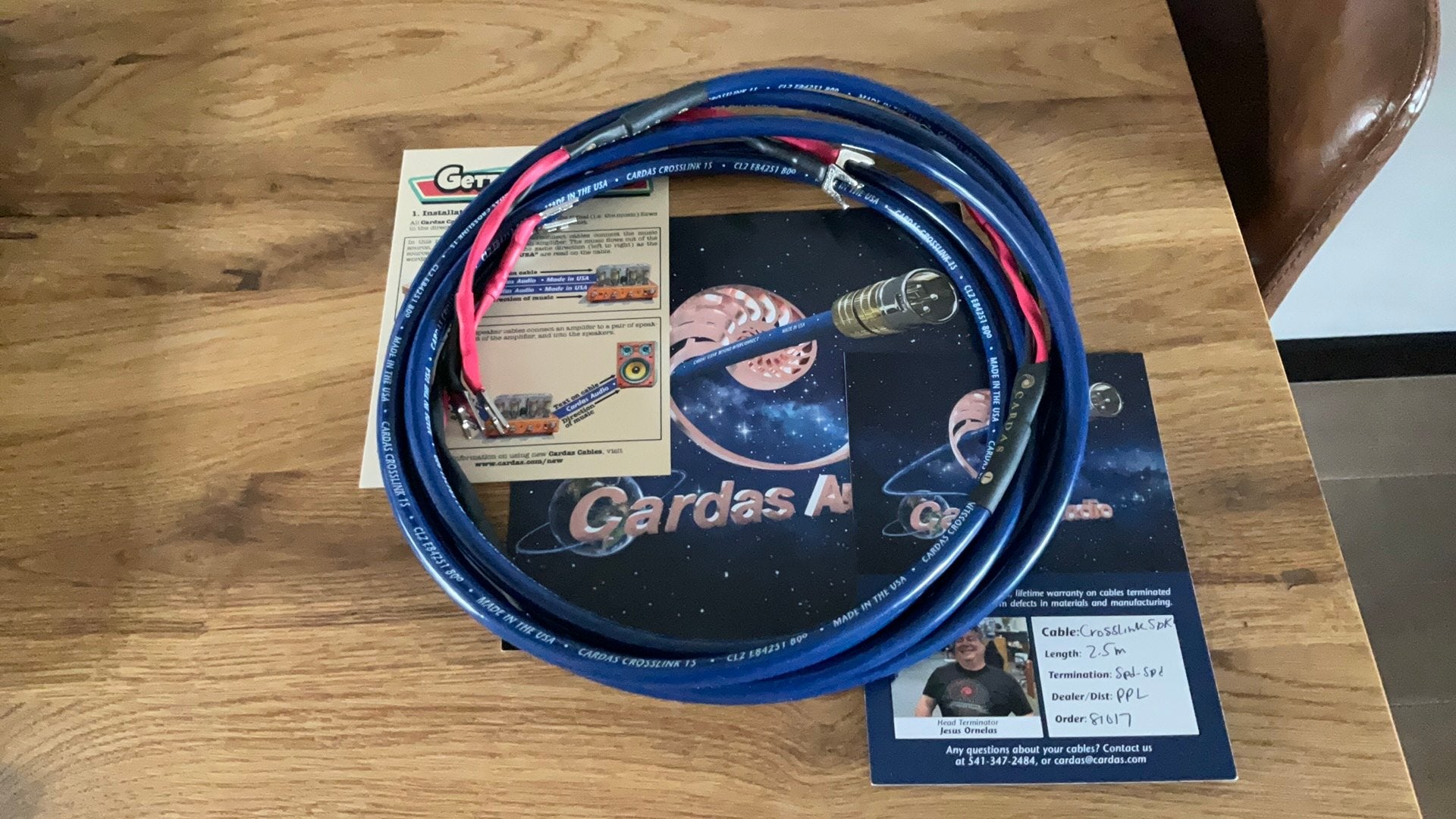 Cardas crosslink luidsprekerkabels, Ophalen of Verzenden, Zo goed als nieuw, 2 tot 5 meter, Luidsprekerkabel