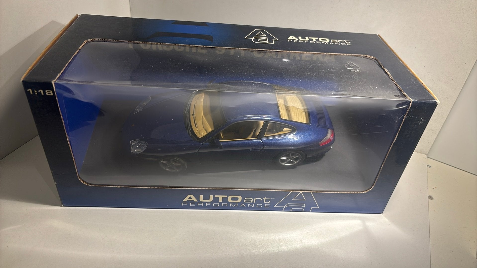 Porsche 911 carrera bleu autoart 1.18, Ophalen of Verzenden, Autoart, A, A