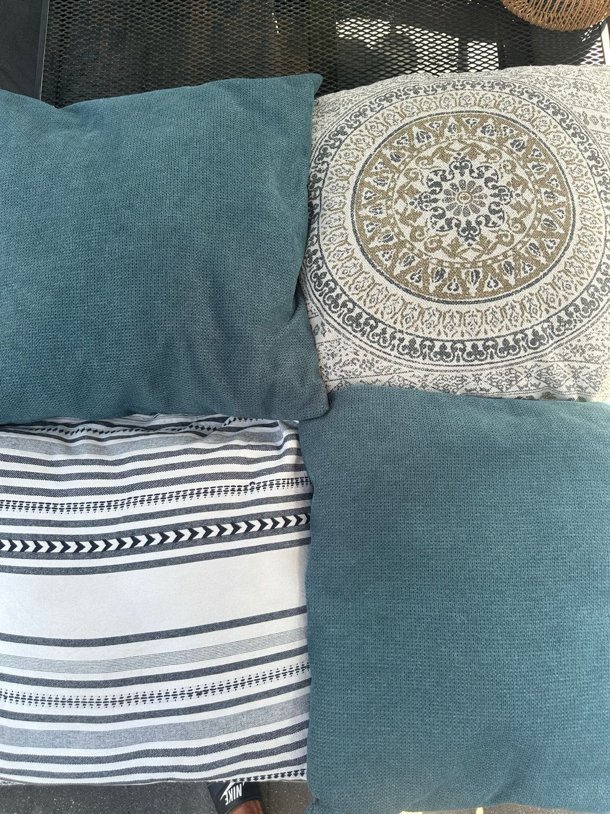 Set van 4 kussens: 2x groen, 1x gestreept, 1x mandala, Ophalen, Overige merken, Gebruikt, Meerkleurig