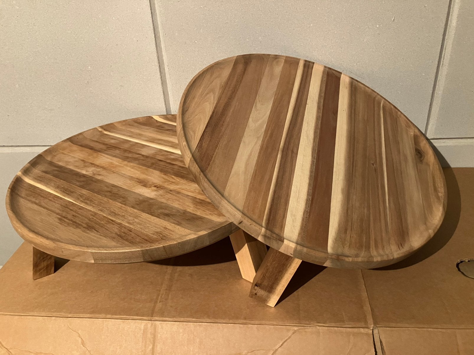 IKEA Skogsta serveerschaal plateau 2 stuks ø 35cm, Ophalen, Minder dan 50 cm, Rond, Zo goed als nieuw