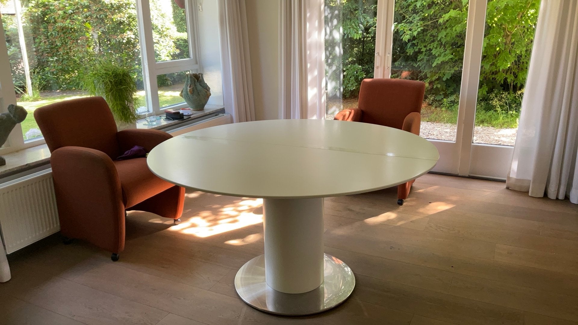 Luxe uittrekbare eettafel, Ophalen, Kunststof, 100 tot 150 cm, Zo goed als nieuw