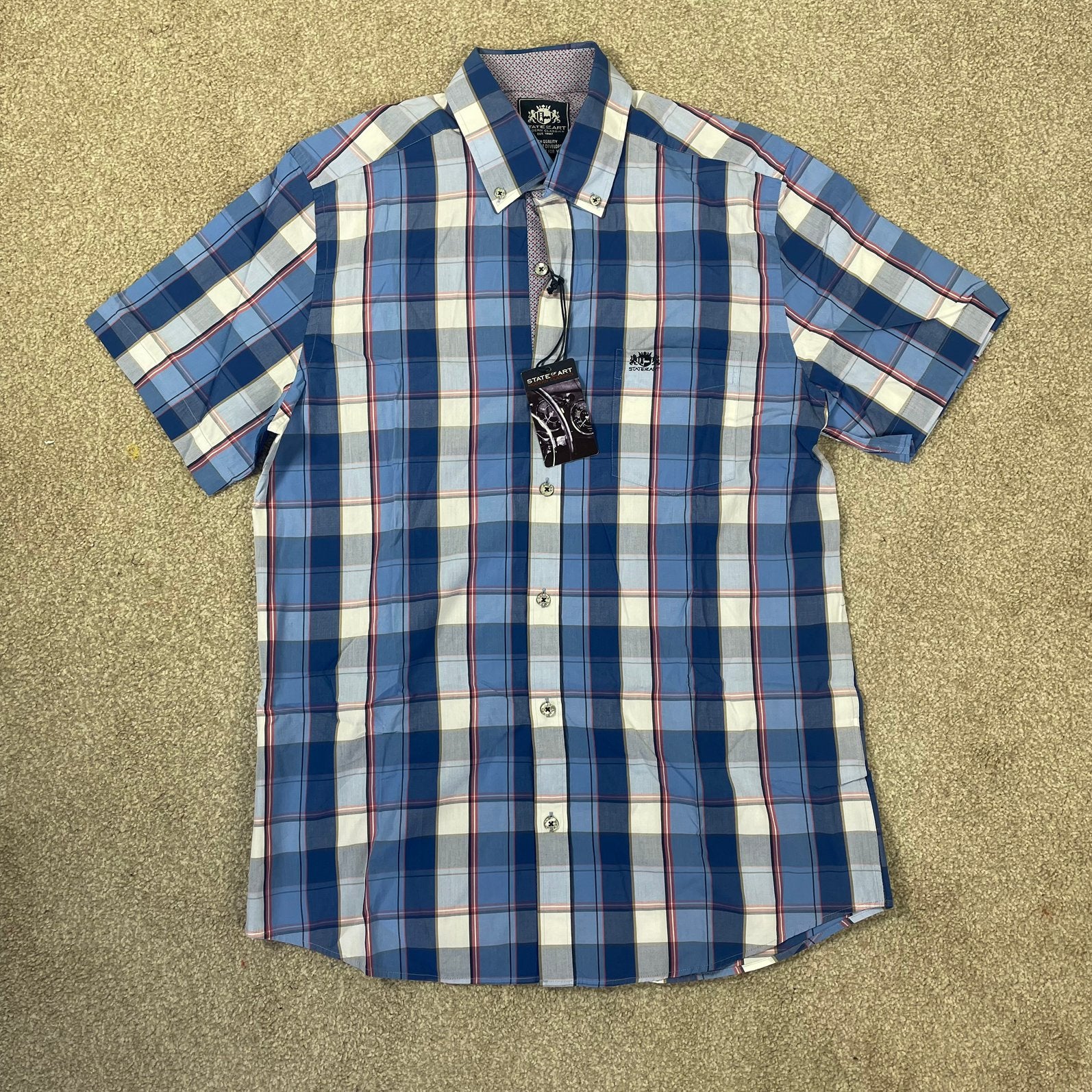 State Of Art geruite overhemd shirt NIEUW maat L korte mouwe, ., Nieuw, Ophalen of Verzenden, .