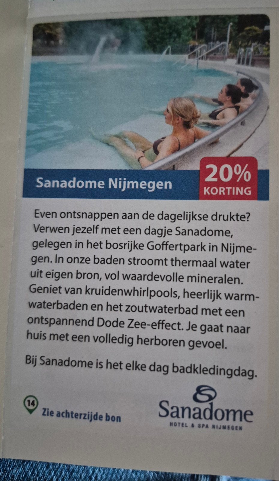 Sanadome Nijmegen 30% korting, Tickets en Kaartjes, Drie personen of meer, Kortingsbon