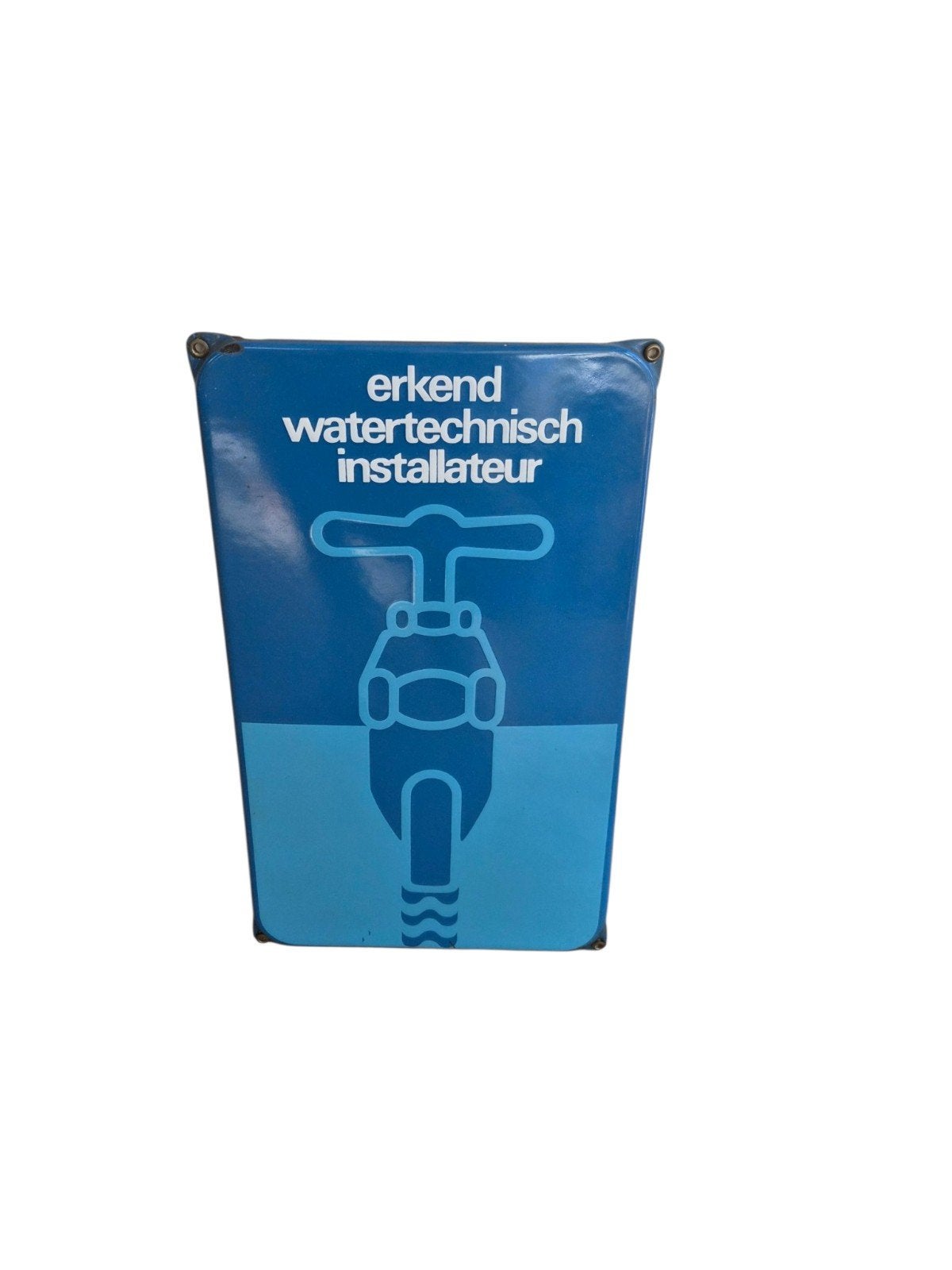 Emaille bord Erkend watertechnisch installateur, Verzamelen, Reclamebord, Langcat Bussum, Gebruikt, Onbekend