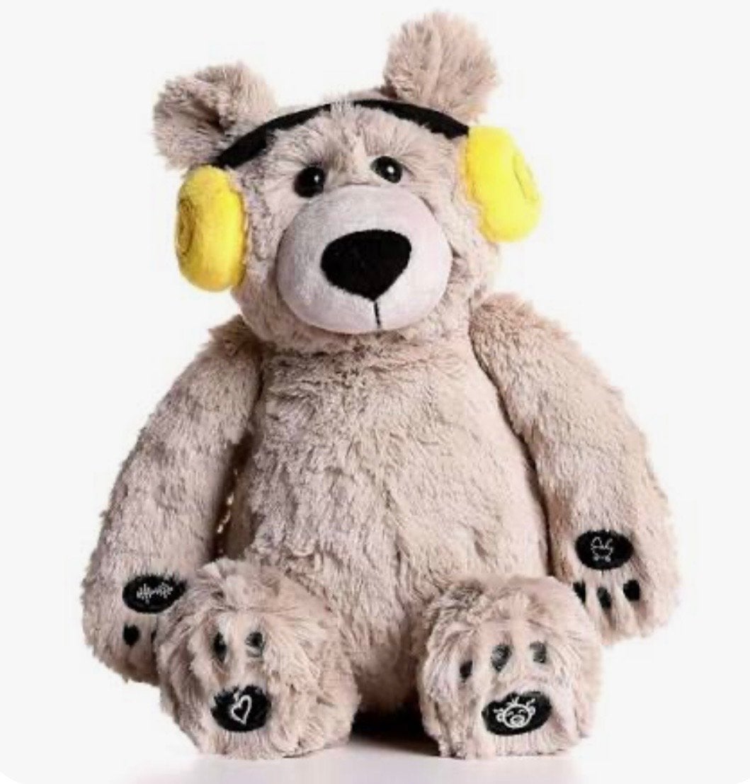 Hartslag Beer Knuffel met Geluid en Gele Koptelefoon, Kinderen en Baby's, Speelgoed | Knuffels en Pluche, Nieuw, Beer, Overige karakters