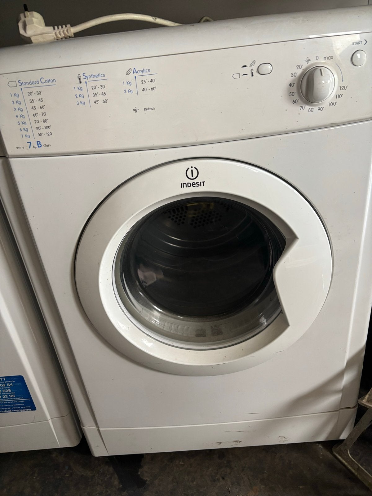 Indesit droger, Ophalen, 6 tot 8 kg, Gebruikt, Luchtafvoer