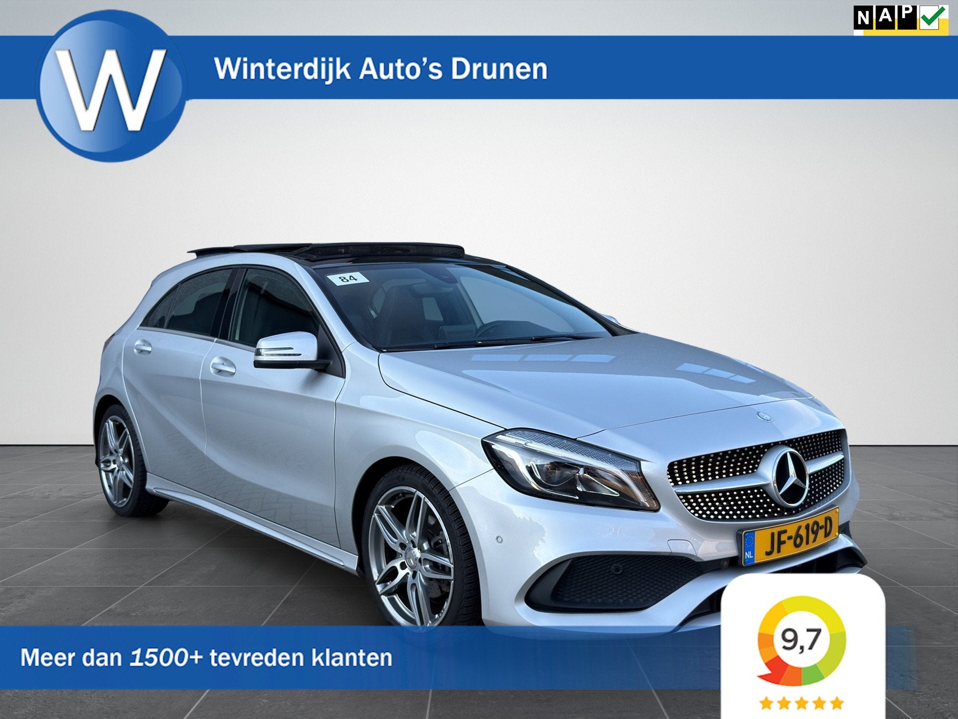 Mercedes-Benz A-klasse 180 AMG pakket|Pano|Led|Ambient Light, Auto's, 4 cilinders, 122 pk, 19 km/l, Zilver of Grijs