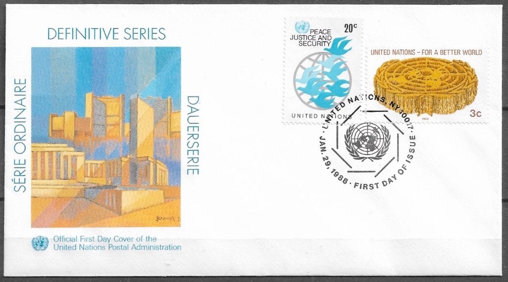 VER. NATIES New York FDC - Embleem VN 1988, Verzenden, Onbeschreven, Rest van de wereld