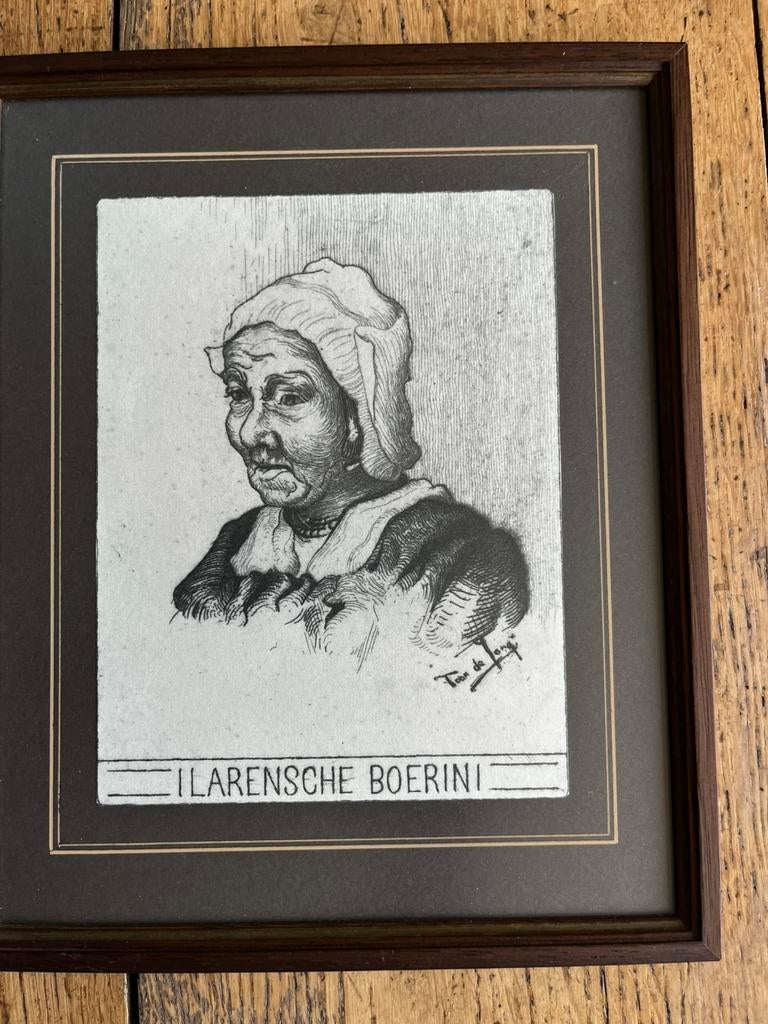 Toon de Jong ets, Antiek en Kunst, Kunst | Etsen en Gravures, Portret, Ophalen of Verzenden, Met passe-partout, 1950 - 1999