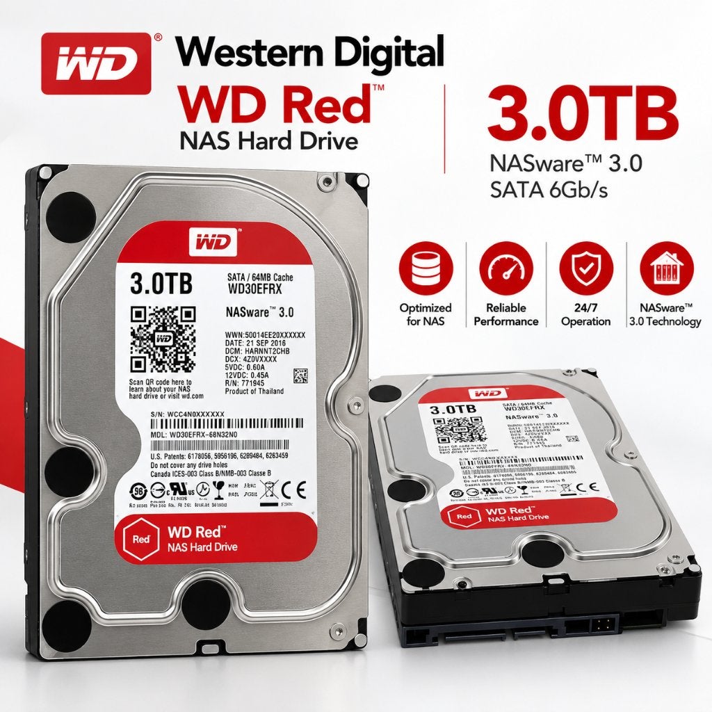 WD Red 3TB NAS Hard Drive – WD30EFRX, Intern, HDD, Zo goed als nieuw, WD