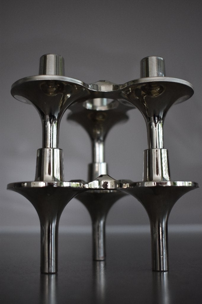Nagel Stoffi BMF stapelkandelaar stapel kandelaar Orion 2x, Ophalen, Kandelaar, Zilver, Metaal