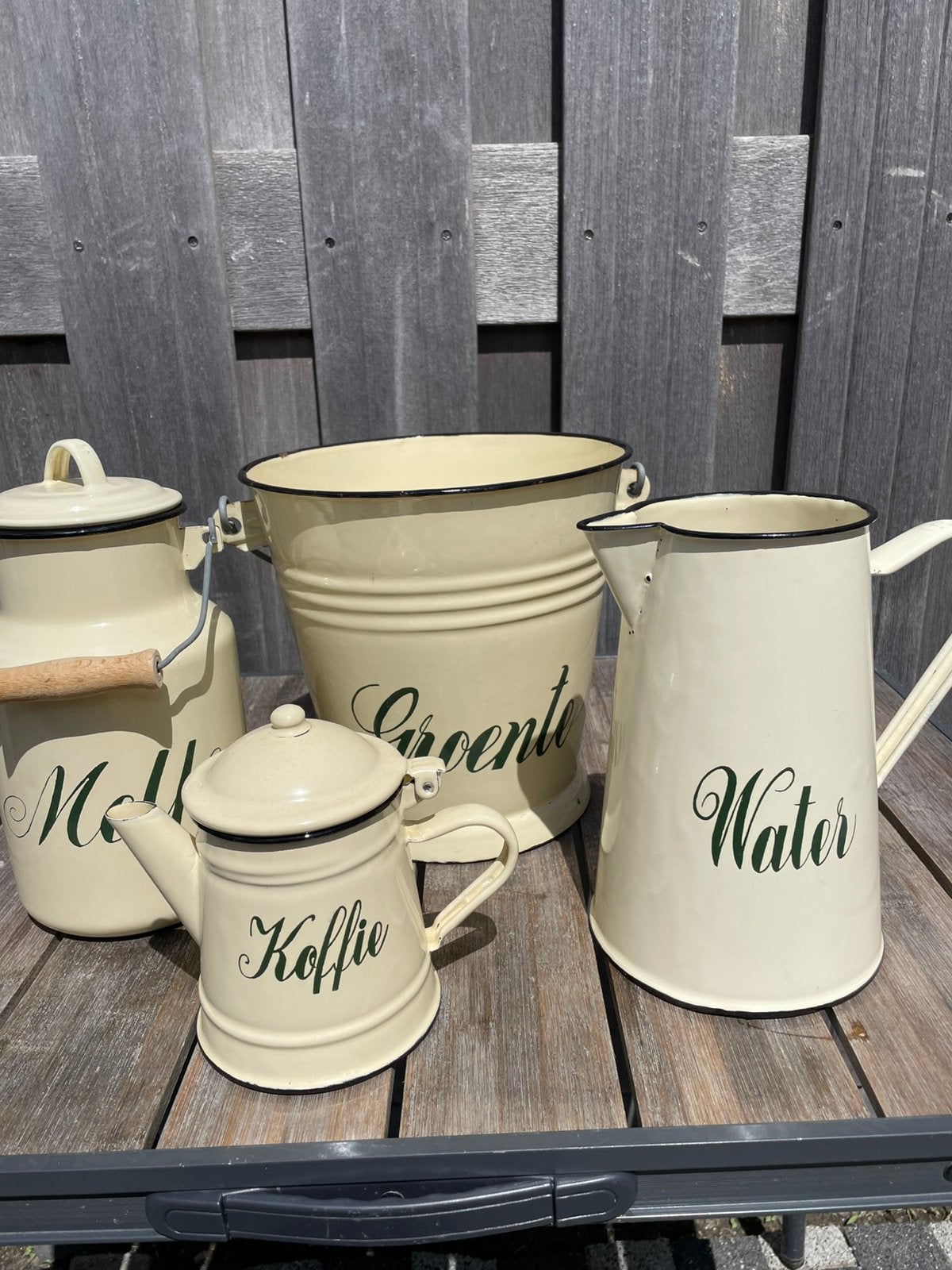 Prachtige vintage boeren melk, groente, melk en waterkannen!, Ophalen of Verzenden, Zo goed als nieuw, Overige materialen, Pot, Bus of Blik