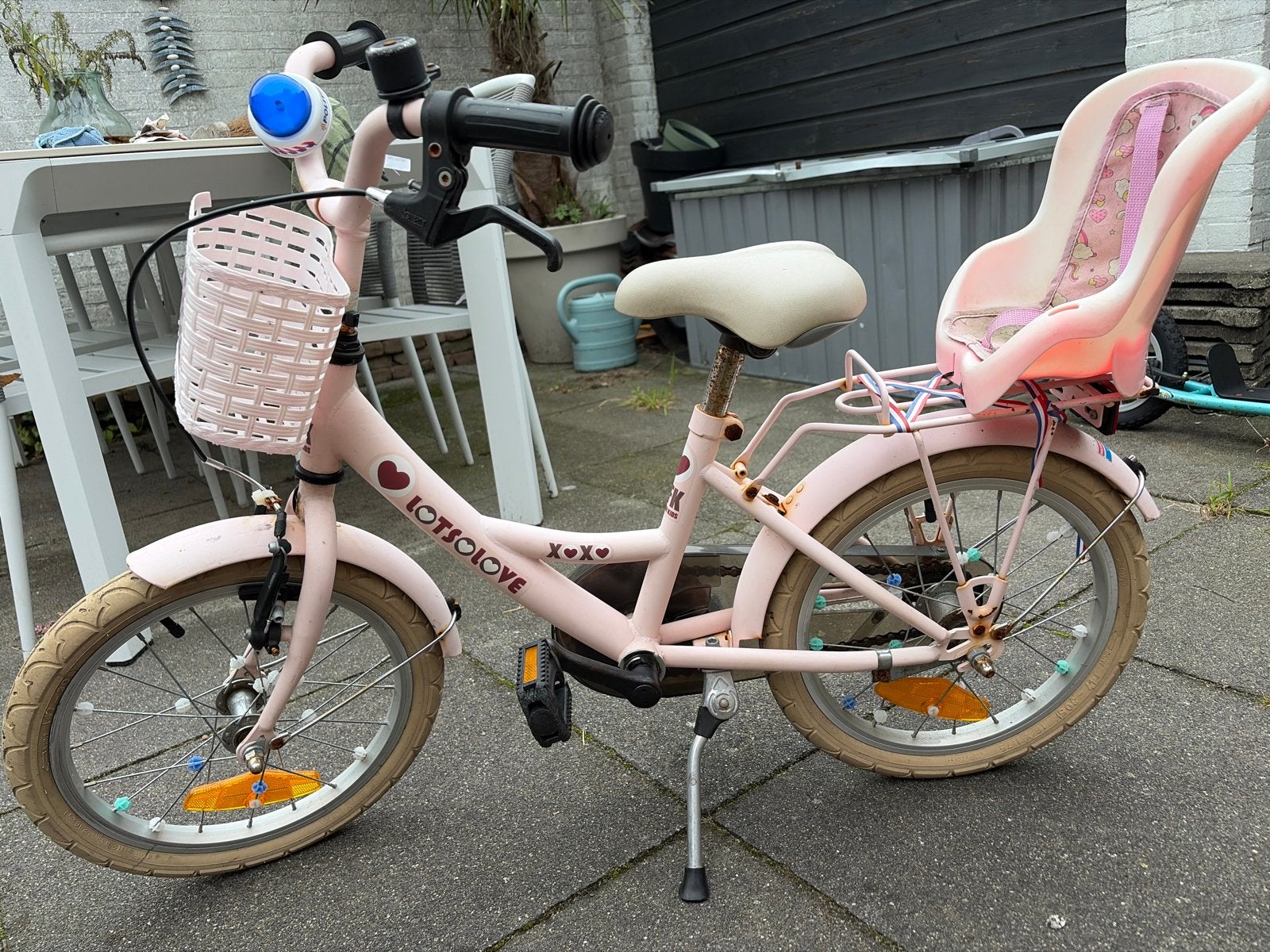 Roze kinderfiets 16 inch, Ophalen, Zijwieltjes, Velgrem, 16 tot 20 inch