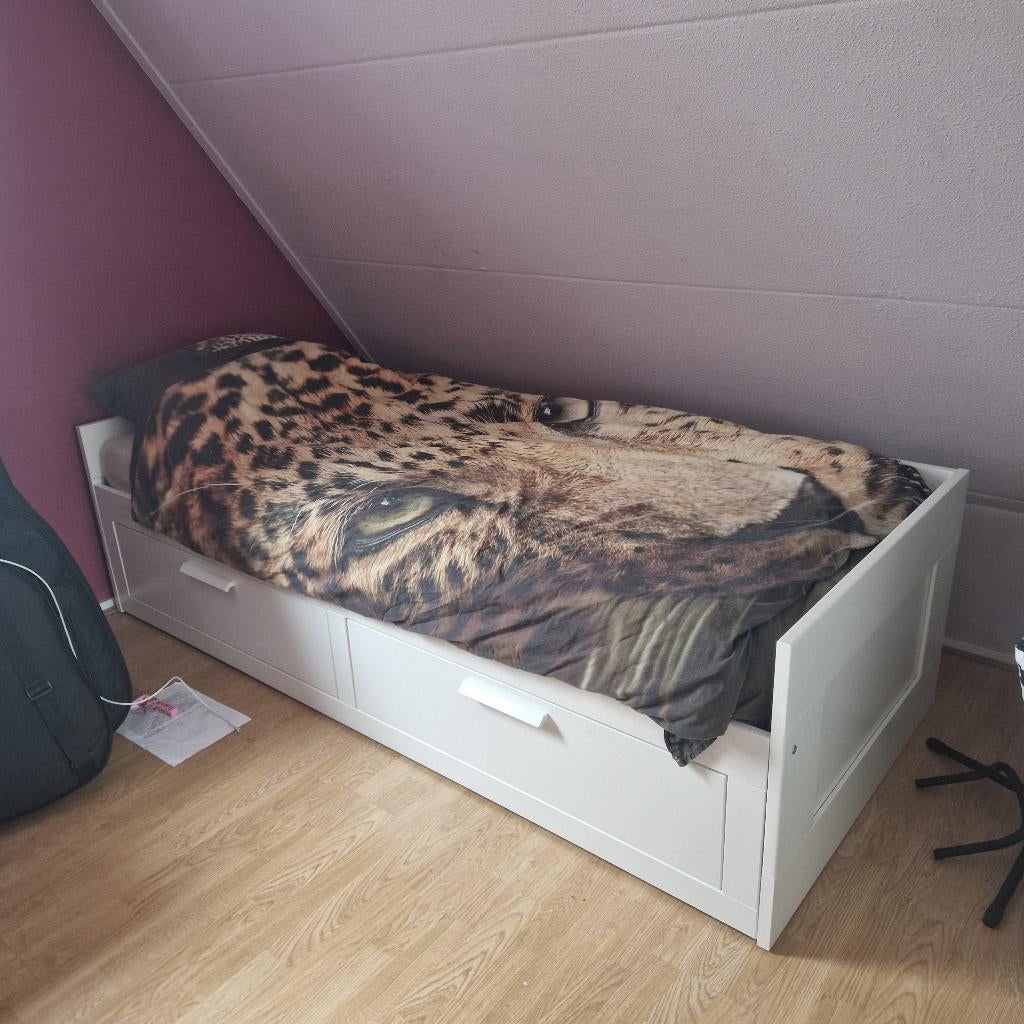Ledikant Brimnes 1 persoon, Huis en Inrichting, Slaapkamer | Bedden, Ophalen, Gebruikt, Eenpersoons, Wit