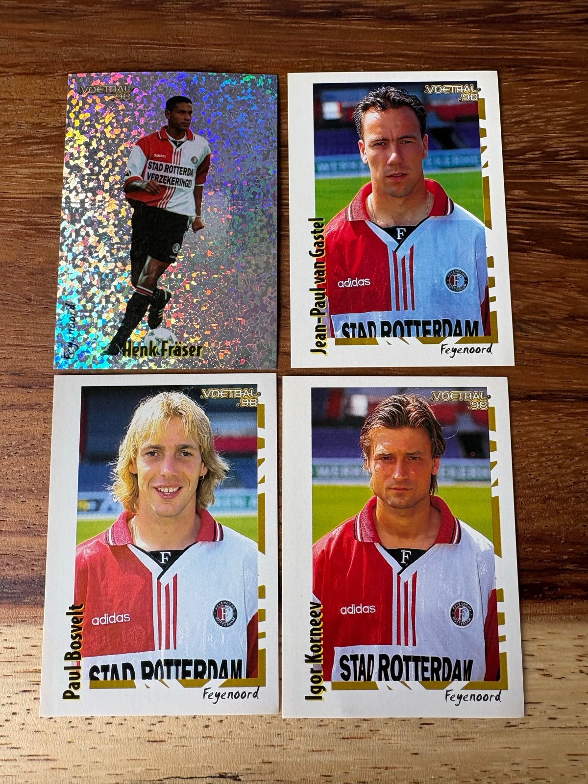 Feyenoord Voetbal '98 Spelerskaarten - 4 Stuks, Ophalen of Verzenden, Gebruikt, Feyenoord, Spelerskaart