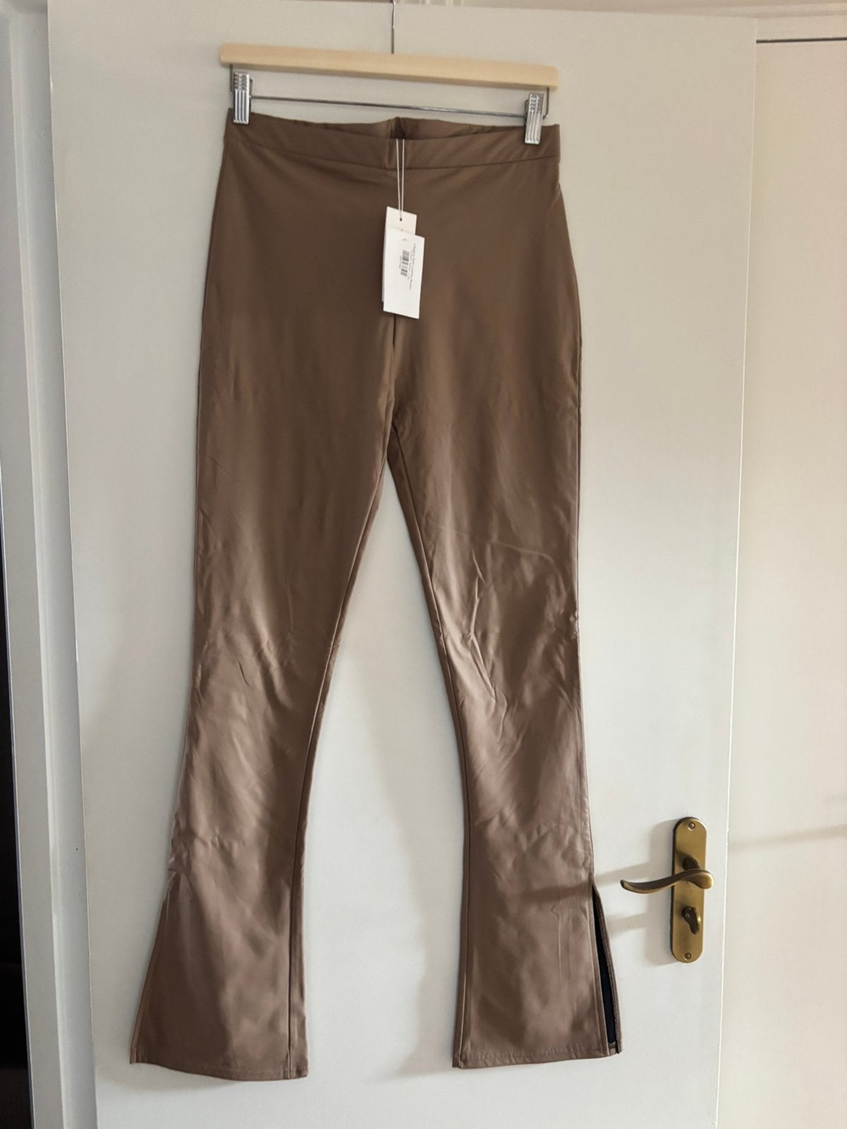 Leer look broek l/xl, Verzenden, Zwart, Maat 46/48 (XL) of groter, Zo goed als nieuw