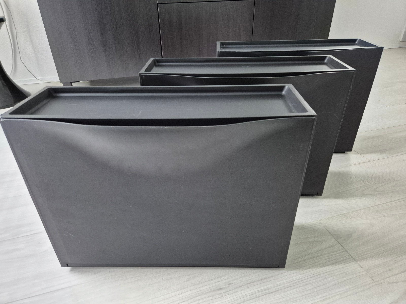 Schoenenkasten / opbergers Trones Ikea zwart 3 stuks, Ophalen, Gebruikt