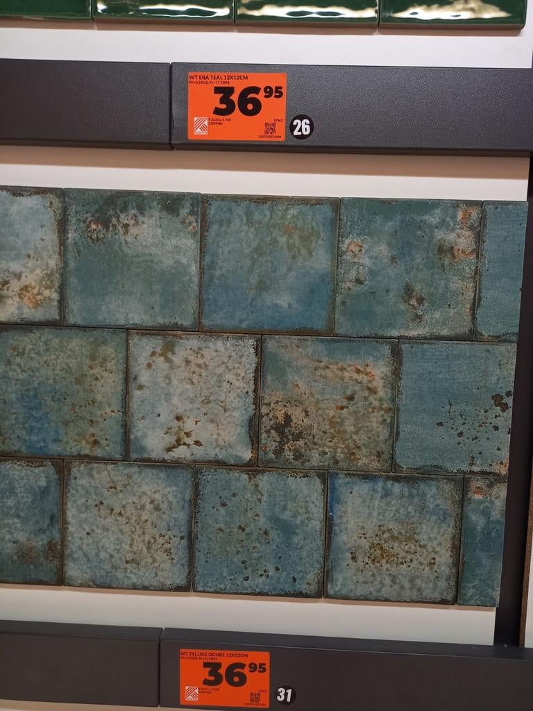 Tegeltjes blauw groen van kleur, Ophalen, Nieuw, Minder dan 20 cm, Minder dan 20 cm