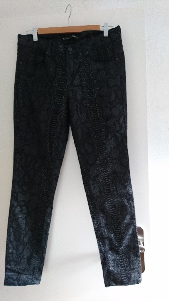 Rosner Amy zwart met snake print 5 pocket model maat 38, Maat 38/40 (M), Zwart, Ophalen of Verzenden, Zo goed als nieuw