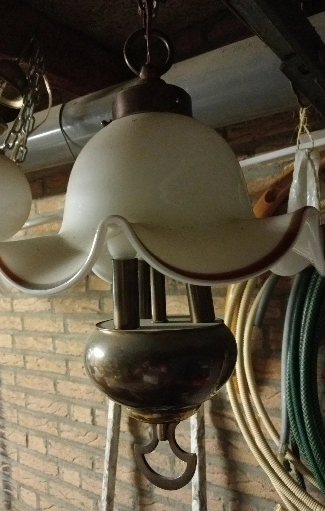 antieke kamerlamp, Ophalen of Verzenden, Gebruikt, Glas, Minder dan 100 cm