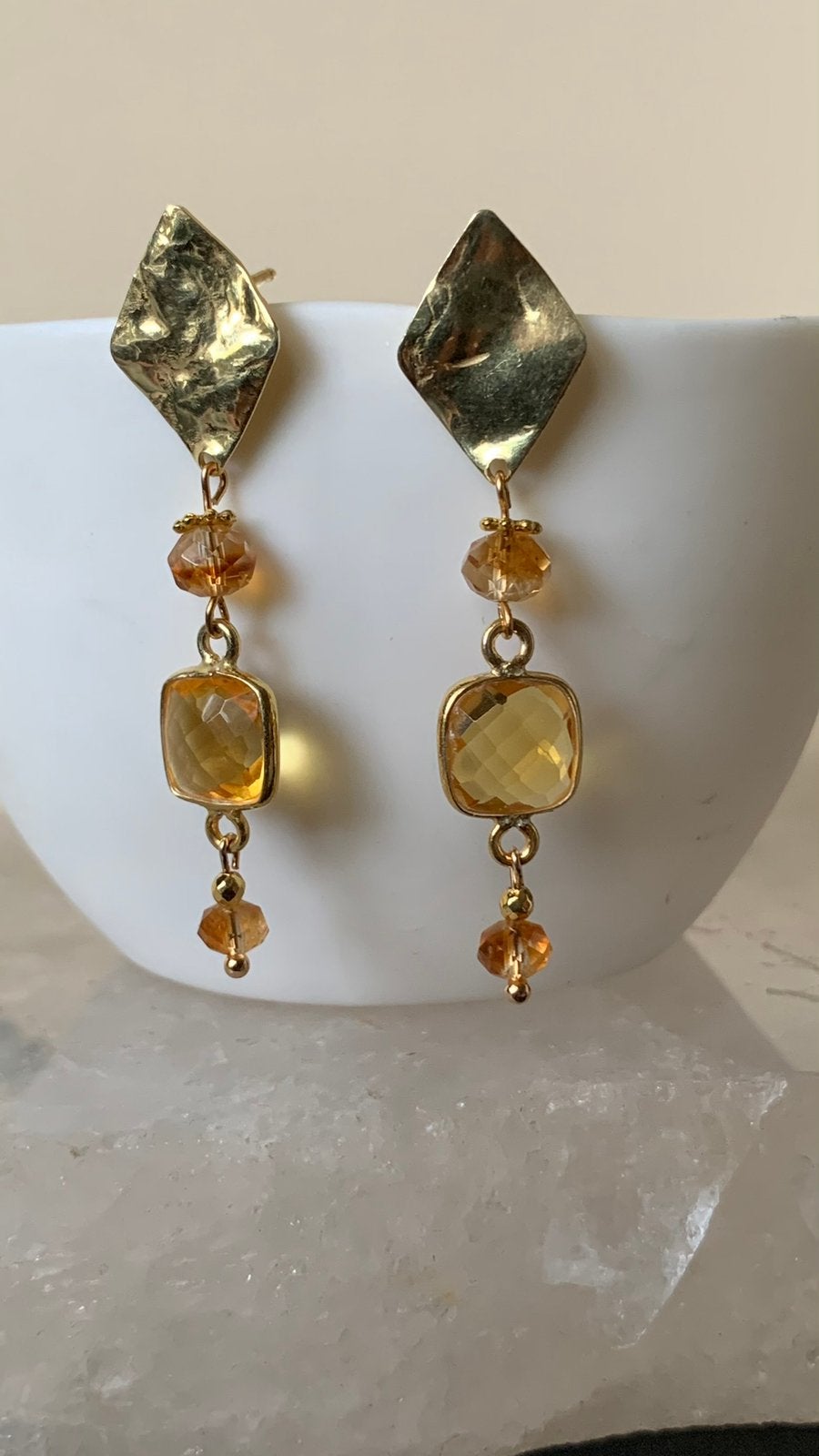 Citrien facet zilver beschermt welvaart geluk voorspoed TIP, Sieraden, Tassen en Uiterlijk, Oorbellen, Geel, Magnolia11, Nieuw