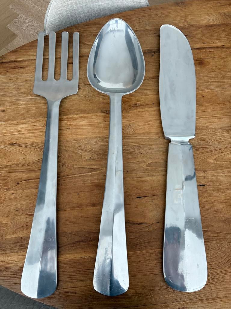 Groot decoratief bestekset - vork, lepel, mes, Huis en Inrichting, Overige Huis en Inrichting, Ophalen, Gebruikt