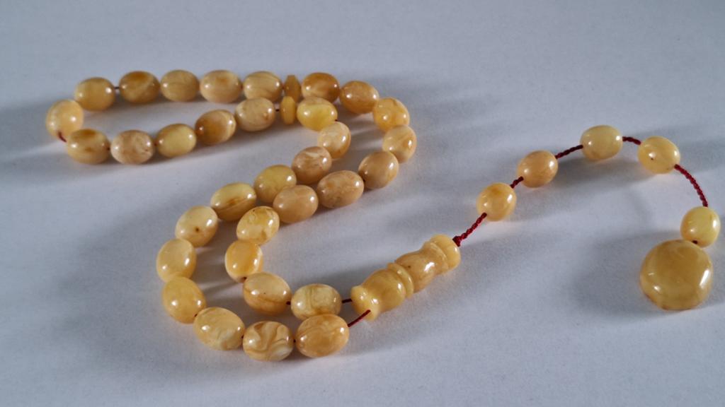 Baltische amber barnsteen tesbih ketting, Sieraden, Tassen en Uiterlijk, Antieke sieraden, Ketting, Overige materialen, Met edelsteen