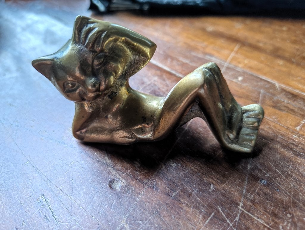 Messing kat poes, Ophalen of Verzenden, Zo goed als nieuw, Dier