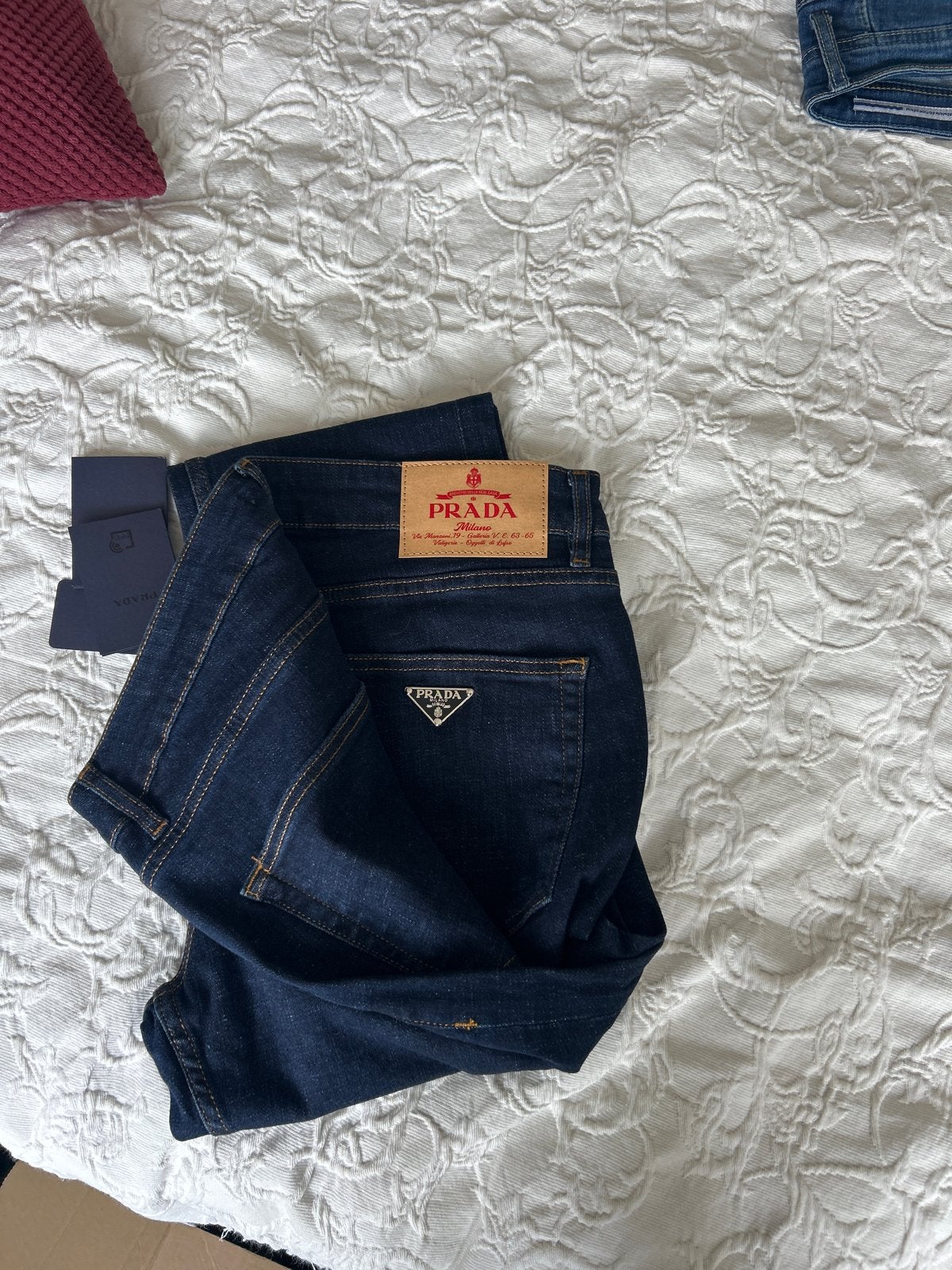 Prada spijkerbroek maat 36, Ophalen, Zo goed als nieuw, Blauw, W36 - W38 (confectie 52/54)