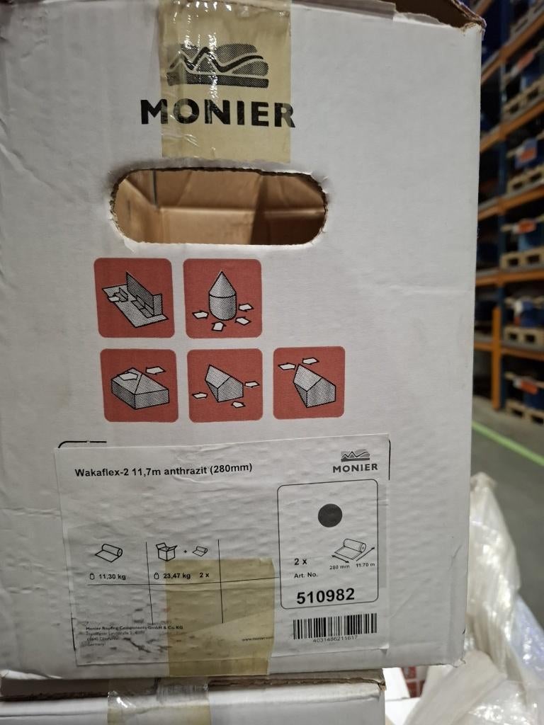 Wakaflex partij 17 dozen met 2 rollen 11.7 mtr (280 mm)/doos, Doe-het-zelf en Verbouw, Dakpannen en Dakbedekking, Ophalen, Overige materialen