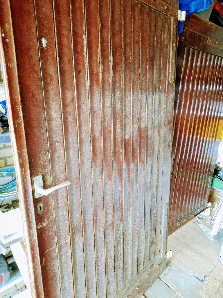 Twee Hardhouten Garage deuren, Ophalen, Gebruikt, 120 cm of meer, Garagedeur