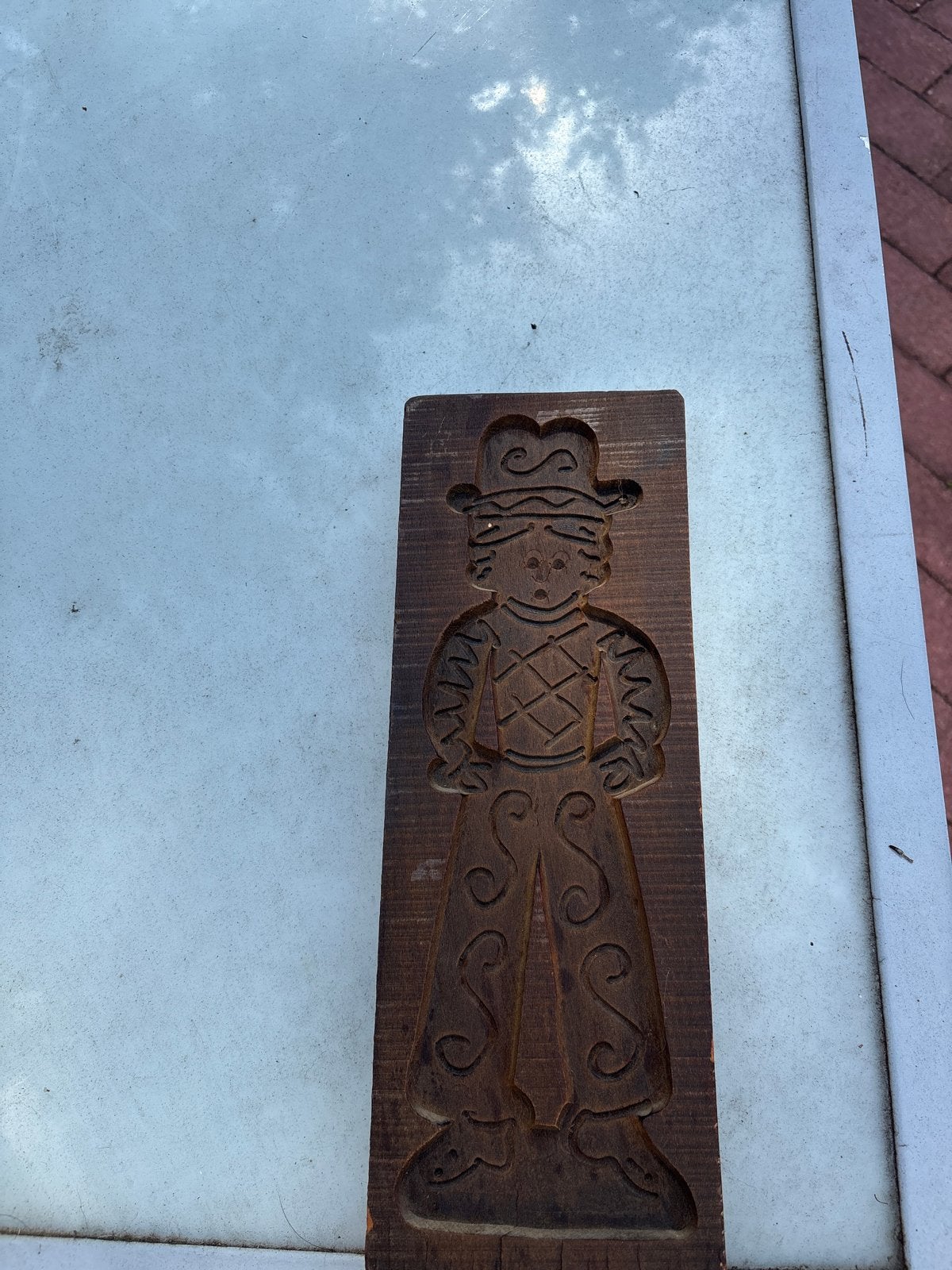 Antieke houten speculaasplank - Man met hoed, Ophalen of Verzenden