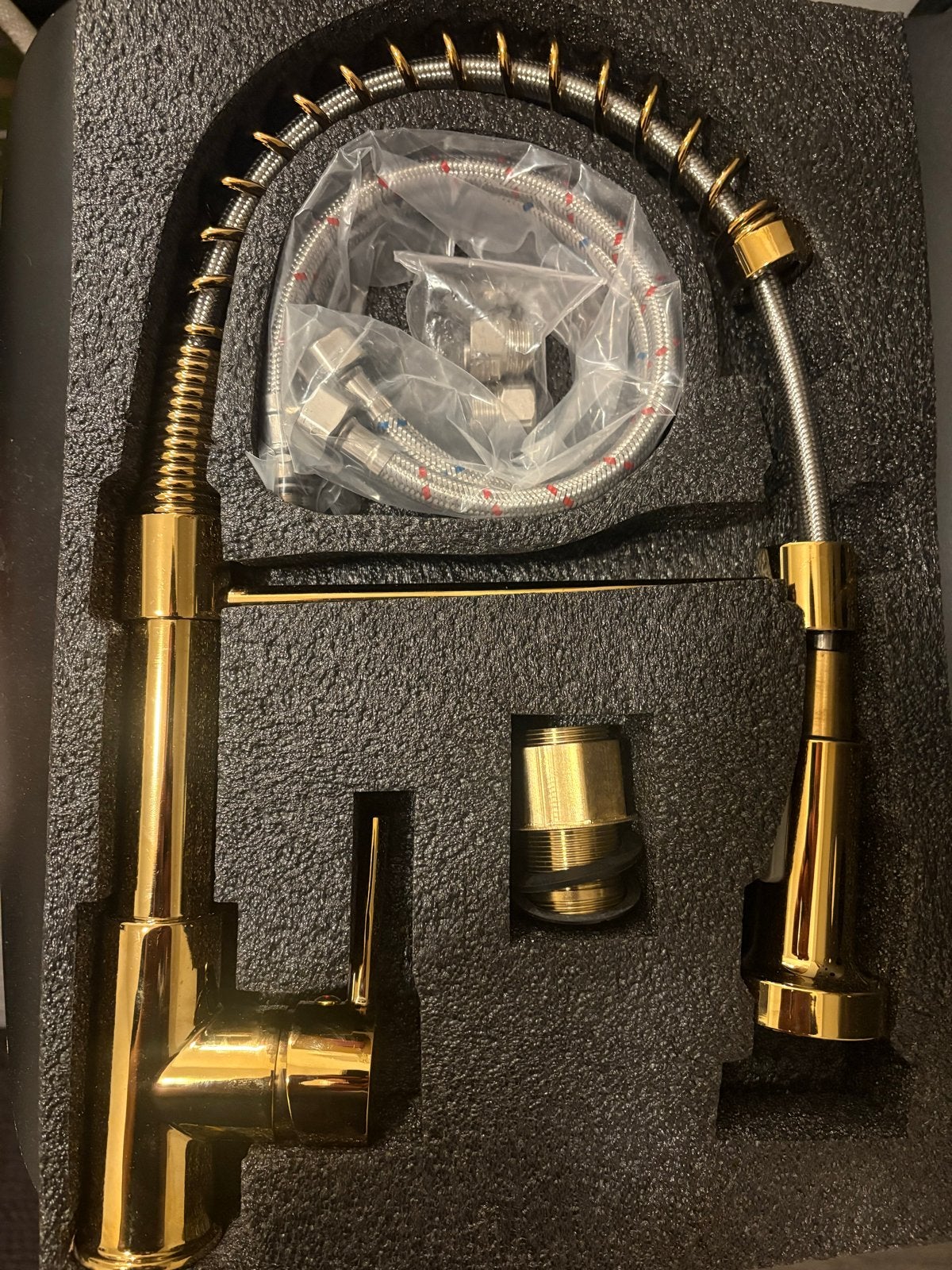 Luxe Gouden Keukenkraan met Uittrekbare Douche, Doe-het-zelf en Verbouw, Ophalen of Verzenden, Nieuw, Chroom, Kraan