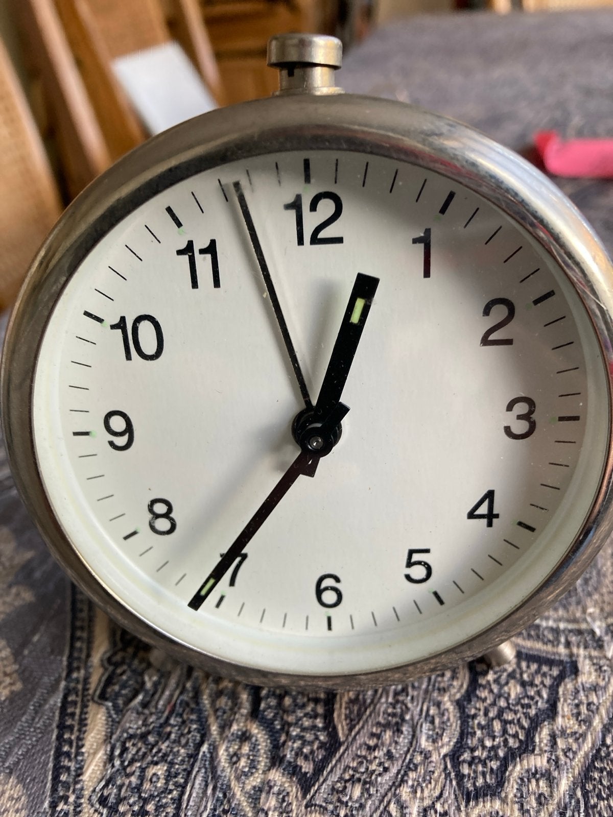 Vintage wekker - Mechanisch - Zilverkleurig, Witgoed en Apparatuur, Ophalen of Verzenden